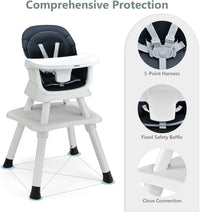 INFANS 8 in 1 Baby High Chair, Convertible Highchair for Babies and Toddlers (Black)