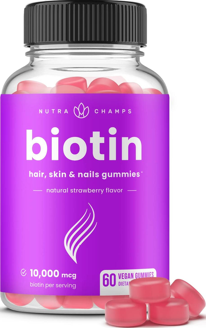 Biotin Gummies 10000mcg [High Potency] for Healthy Hair, Skin & Nails Vitamins for Women-USA MADE