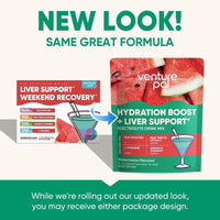 Venture Pal Hydration Packets + Liver Support- Liquid Daily IV Electrolyte Powder Packets with 7 Electrolytes & 5 Vitamins, Milk Thistle + L-Theanine | Sugar-Free | Keto Friendly | Vegan, 16 Sticks