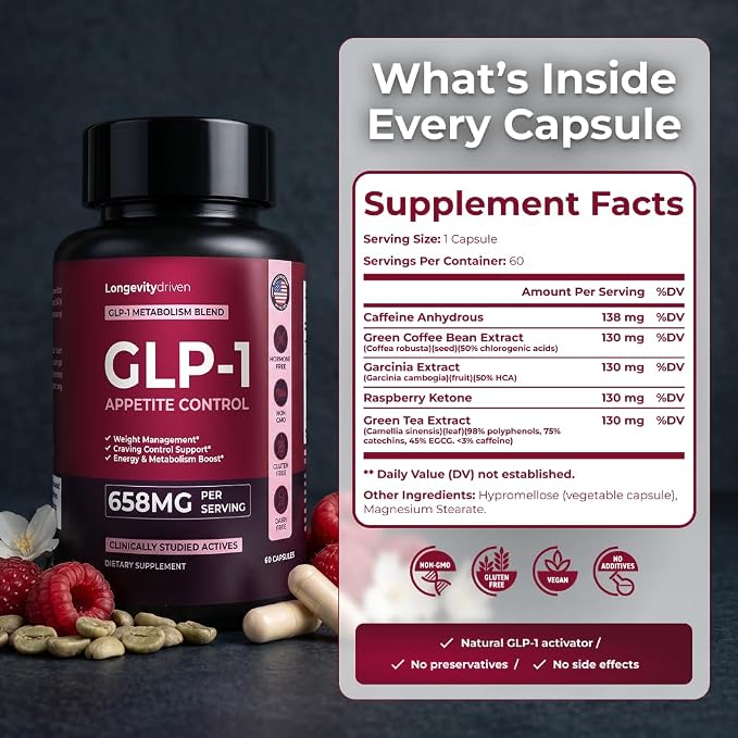 GLP-1 for Weight Loss & Appetite Control, 60 Capsules