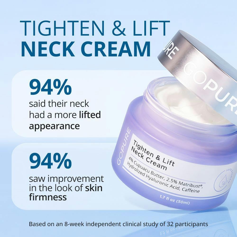 goPure Neck Firming Cream - Anti-Aging Neck Cream for Tightening and Wrinkles for an Even Skin Tone and Neck Lift - With Pro-Active Firming Complex, 1.7 oz