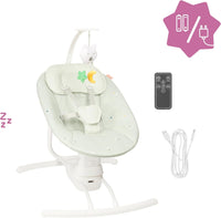 Badabulle Baby Swing Buddy Cream, Remote Control Electric Side-to-Side Baby Swing Chair from birth - 3 swing speeds - 8 lullabies - Play arch