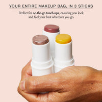 Boomstick Trio ® Rose Nude 3 Pack Cream Blush Makeup - Rose Nude Blush Stick, Highlighter Stick & Moisturizer for Cheeks