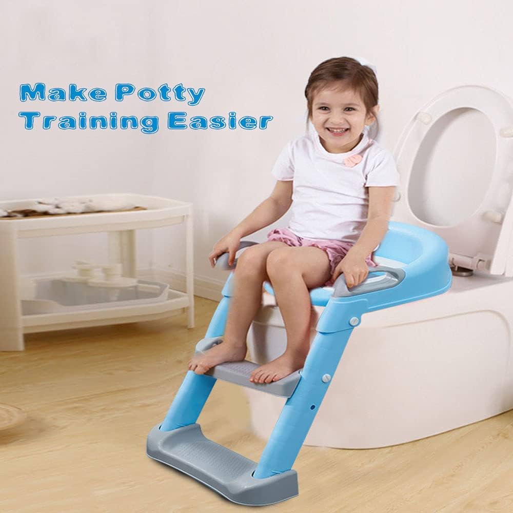 Potty Training Seat with Step Stool Ladder,Potty Training Toilet for Kids Boys Girl (Grey)