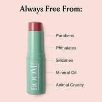 Boomstick Rose Nude ® All-in-One Cream Blush for Cheeks, Eyes & Lips, Long-Wearing, Blendable Makeup Blush Stick for Mature Skin, Cruelty-Free Lip Cheek Tint with Skincare Benefits-Rose Nude