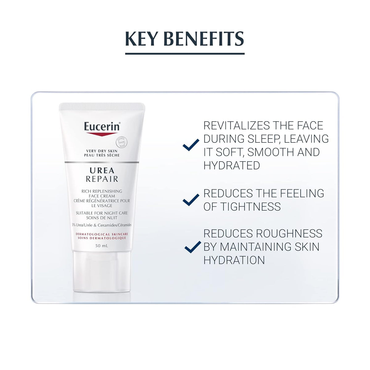 Eucerin Replenishing Skin Relief Face Cream (with 5% Urea) (50ml, Dermatalogical Skincare, Fragrance Free) by Eucerin