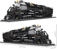 Ruikytech Big Boy Steam Train Building Block Toy, Articulated Train Display Model Set with Tracks, 1608 Pieces, Black, Classic Style, Adult