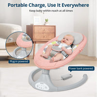 Bioby Baby Swing for Infants with 5 Natural Sway Speeds, Portable Music for 5-20 Lb,0-12 Months Pink