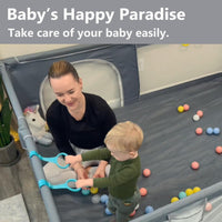 Baby Playpen 200 x 160 cm, Extra Large Baby Play Pen with 50 Ocean Balls, 4X Pull Rings