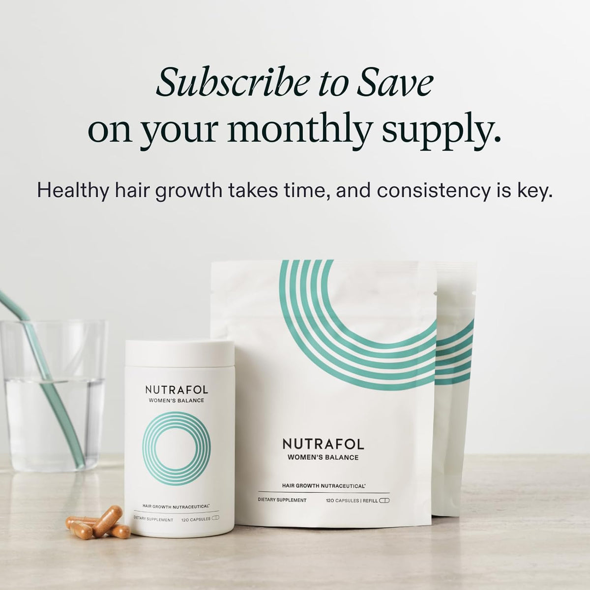 Nutrafol Women's Balance Hair Growth Supplements, Dermatologist Recommended, Ages 45 and Up, Clinically Proven for Visibly Thicker Hair and Scalp Coverage - 2 Month Supply, Pack of 2