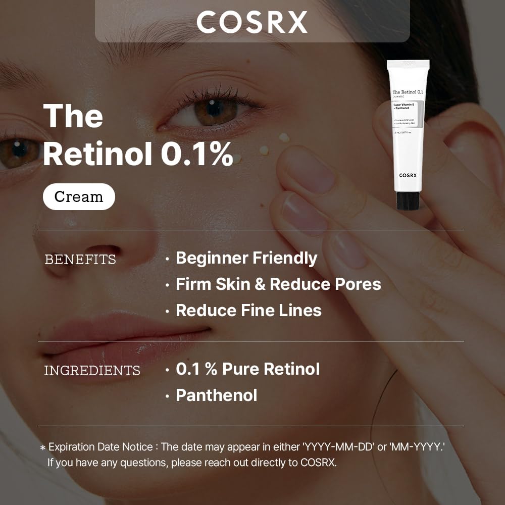 COSRX Retinol 0.1% Cream, 0.67 Oz, Anti-aging Eye & Neck Cream with Retinoid Treatment