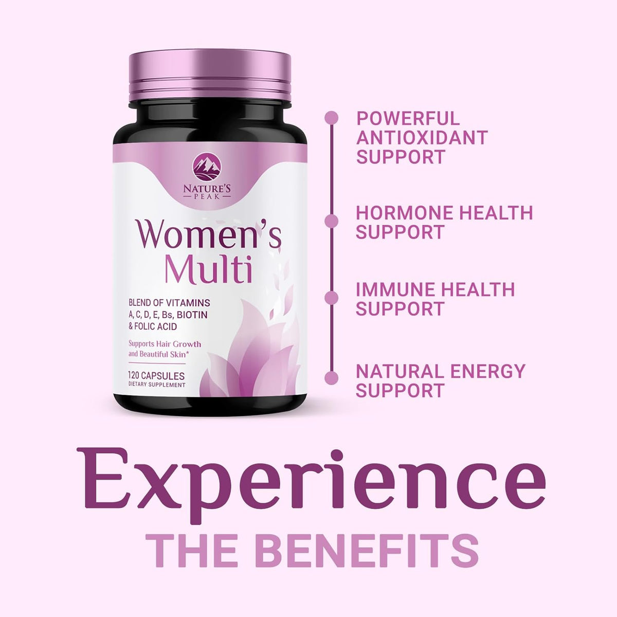 Multivitamin for Women - Once Daily Vitamins for Woman with Biotin, Calcium, Folate, Vitamin - 120 Capsules