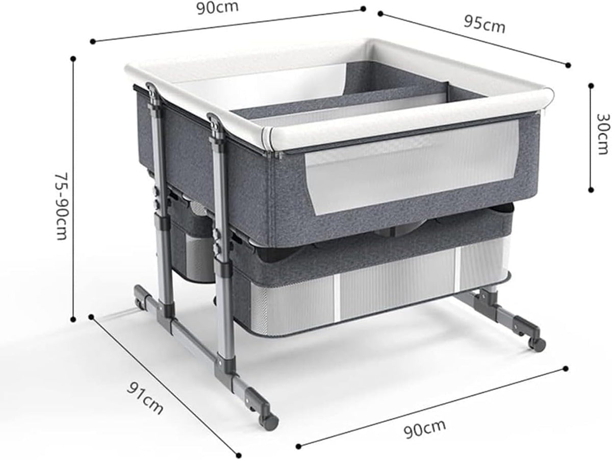 Twin Bassinet,Cosleeper Bassinet Bed Side Baby Bassinet with Storage Basket 6 Height Adjustable bassinet