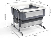 Twin Bassinet,Cosleeper Bassinet Bed Side Baby Bassinet with Storage Basket 6 Height Adjustable bassinet