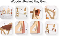 Promise Babe Wooden Rocket Baby Gym Infant Activity Gym with 5 Detachable Toys, (Rocket)