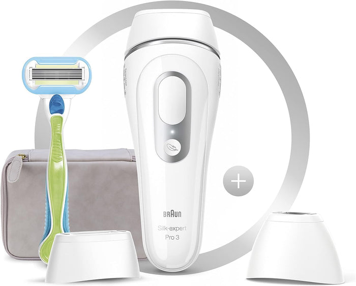 Braun IPL Silk-Expert Pro 3 PL3133, Visible Hair Removal Featuring Pouch, Gifts for Women White/Silver