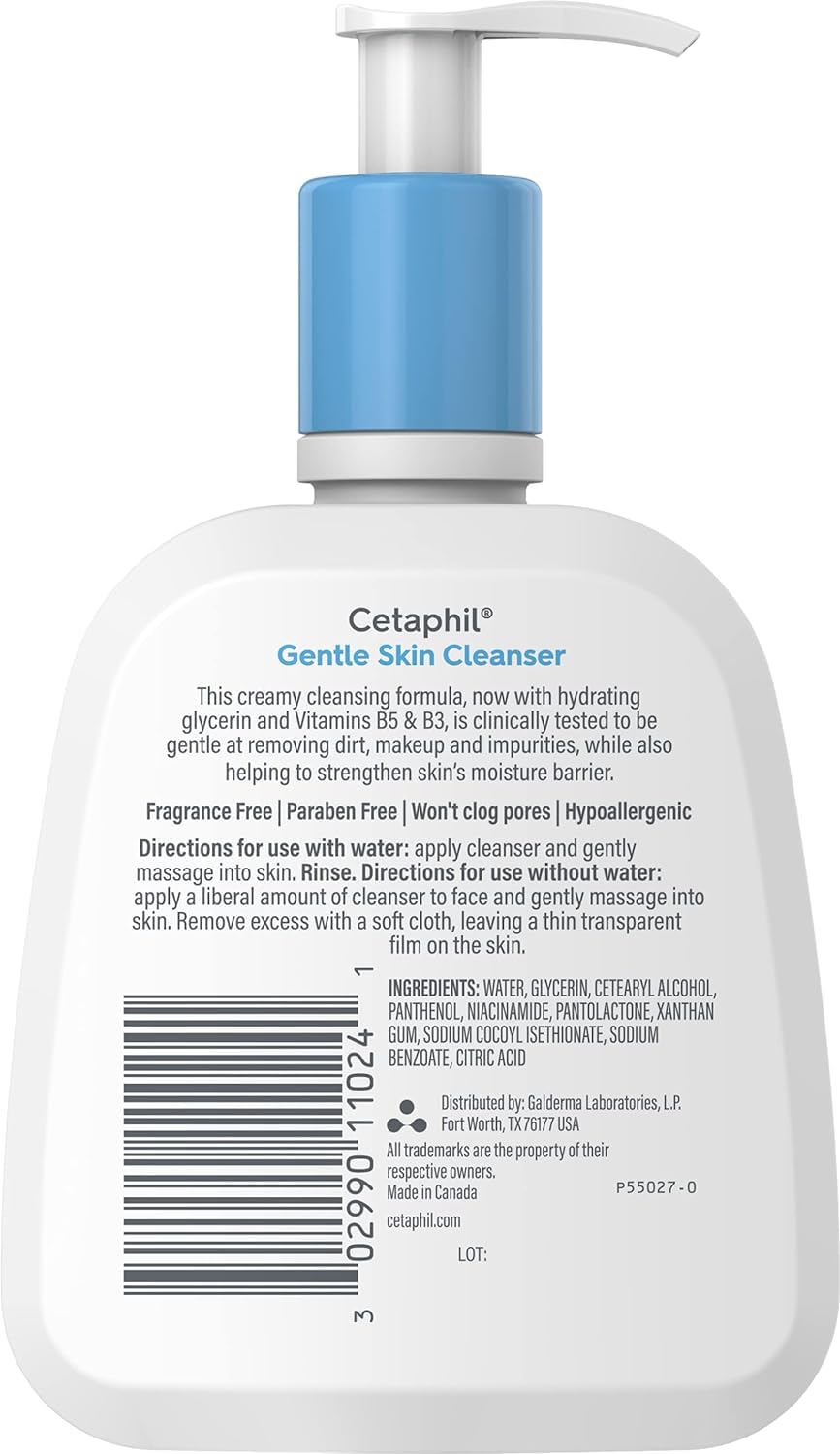 Cetaphil Face Wash, Hydrating Gentle Skin Cleanser for Dry to Normal Sensitive Skin, 4 oz 3 Pack, Fragrance Free, Soap Free and Non-Foaming