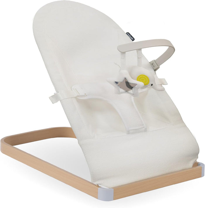 My Babiie Baby Bouncer with Toy Bar – Newborn Ergonomic Bouncer Chair, from Birth to 9 Months (9kg) - Cream