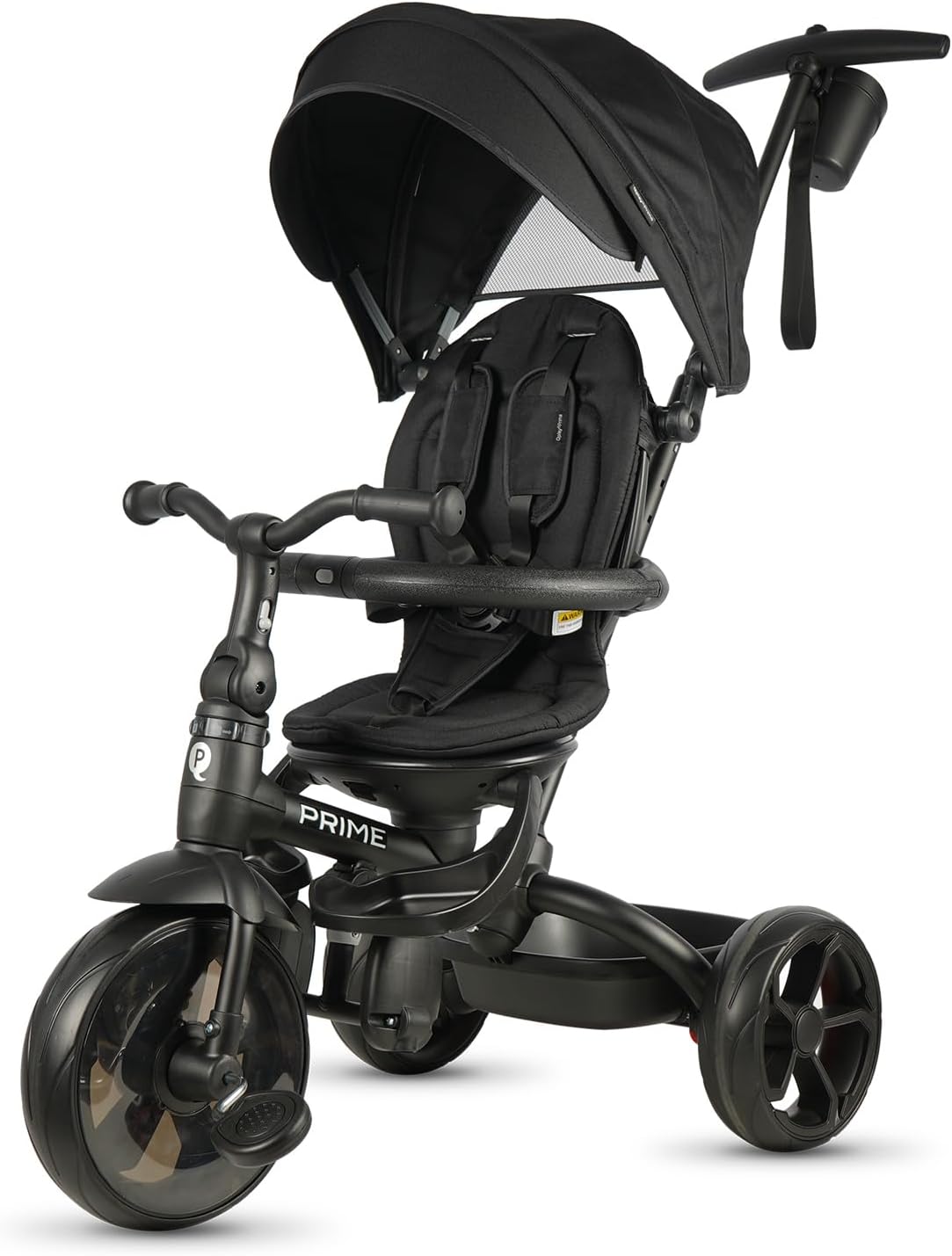 QPLAY Prime 6-in-1 Kids Trike & Pram – Toddler Stroller with Adjustable Parent Push Handle, Removable Canopy, Recline Backrest & Rotatable Seat, Fits Boys & Girls 10 Months-6 Years(Black)
