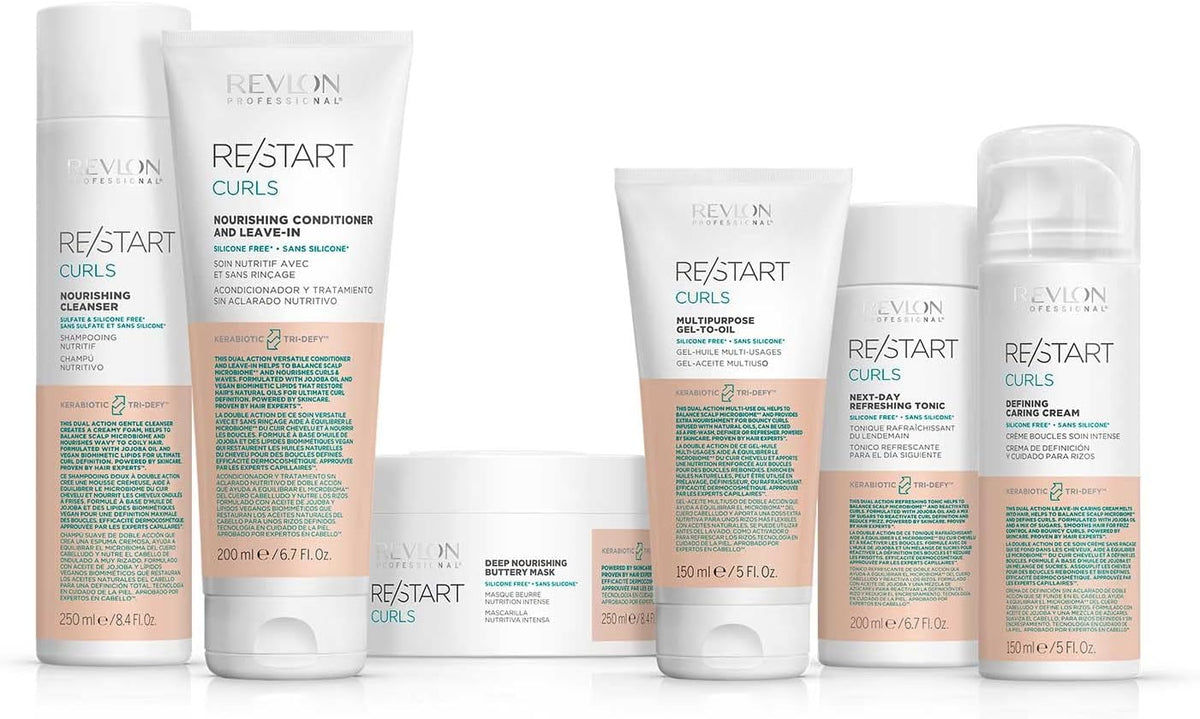 REVLON PROFESSIONAL Professional RE/START Curls Defining Caring Curl Cream & Leave in Conditioner (150ml) Frizz Control Heat Protection, Silicone Free, Unisex, White