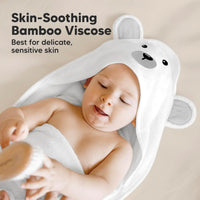 KeaBabies Baby Hooded Towel - Bamboo Baby Towel Organic Bamboo Towel - Infant Towels - Large Bamboo Hooded Towel - Baby Bath Towel with Hood for Girls, Babies, Newborn Boys, Toddler (Polar)