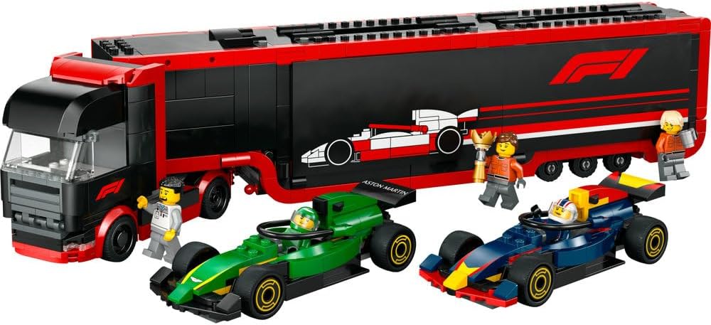 LEGO City F1 Truck with RB20 & AMR24 F1 Cars, Kids Toy for 8+ Year Old Boys & Girls