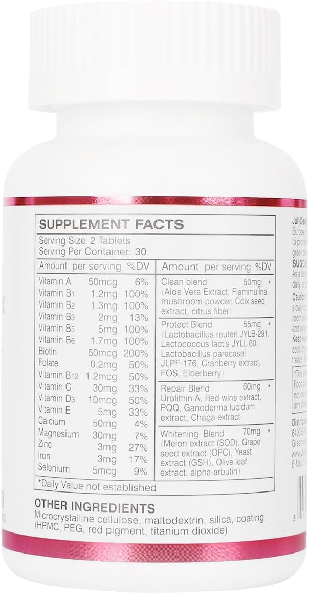 JulyDeer Multivitamin for Women 60 Tablets Complete Multimineral & Vitamin | A, C, D, E and B-Complex, Zinc & More for Lady Immunity, Hair, Skin & Nails, Digestion + Vegetarian ( 60 Count Pack of 1)