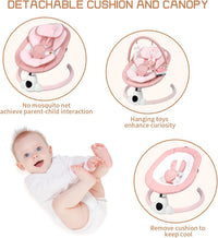 Baby Bouncer, Portable Electric Baby Swing with Bluetooth, 5 Swing Speed, 10 Lullabies, 5-Point Harness, Remote Control & Touch Panel - Bouncer from Birth for Indoor & Outdoor Use(Pink)