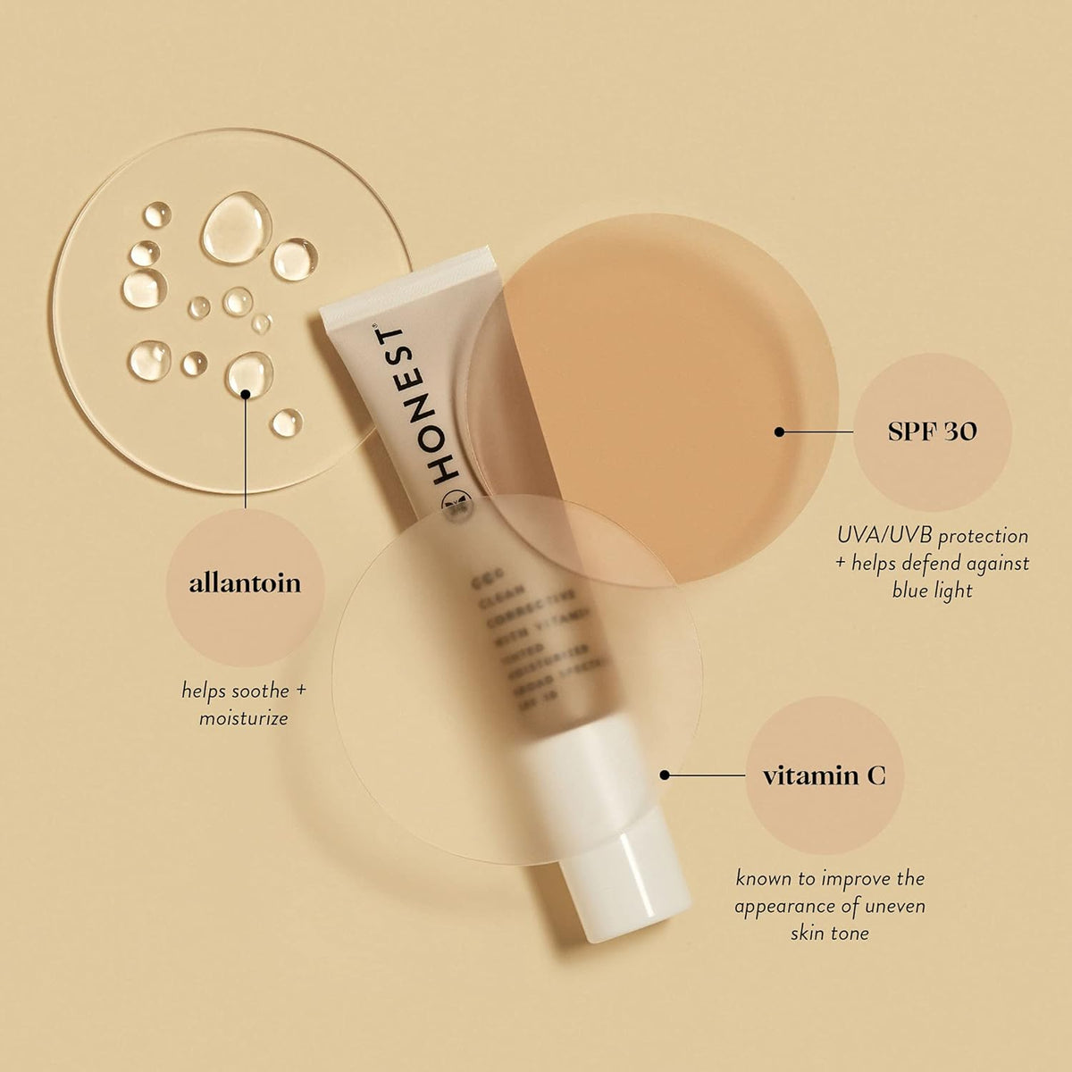 Honest Beauty CCC Clean Corrective with Vitamin C Tinted Moisturizer | Mineral SPF 30 | Vegan + Cruelty Free | Alabaster Fair Light, 1 fl oz