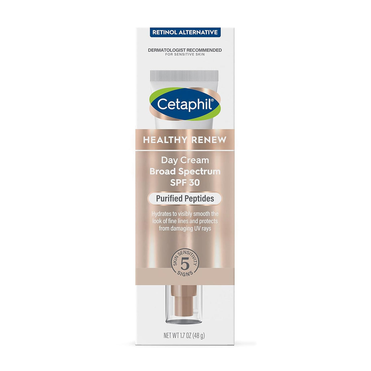 Cetaphil Healthy Renew Day Cream, SPF 30, Anti-Wrinkle, Peptides, 1.7 oz | Daily SPF 30 Sunscreen, Sensitive Skin Safe