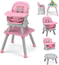 INFANS 8 in 1 Baby High Chair, Convertible Highchair for Babies and Toddlers (Pink)
