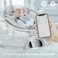 BabyBond Baby Swings for Infants, Bluetooth Infant Swing with Music Speaker, 3 Seat Positions, 5 Point Harness Belt, 5 Speeds (Silver)