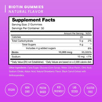 Biotin Gummies 10000mcg [High Potency] for Healthy Hair, Skin & Nails Vitamins for Women-USA MADE
