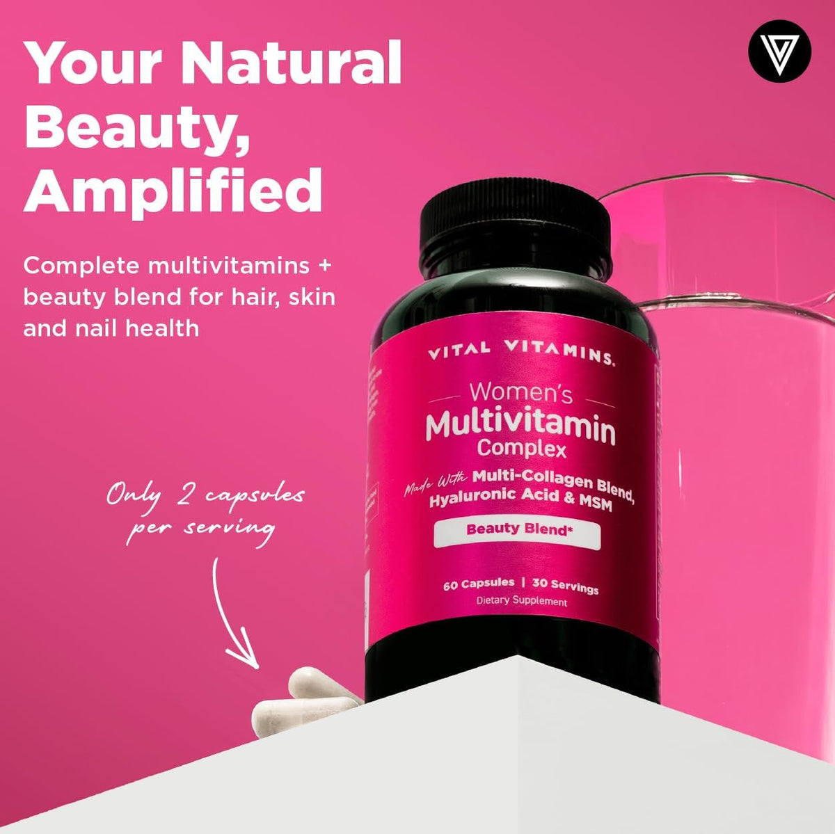 Vital Vitamins Women's Multivitamin Complex with Collagen & Hyaluronic Acid |  60 Capsules