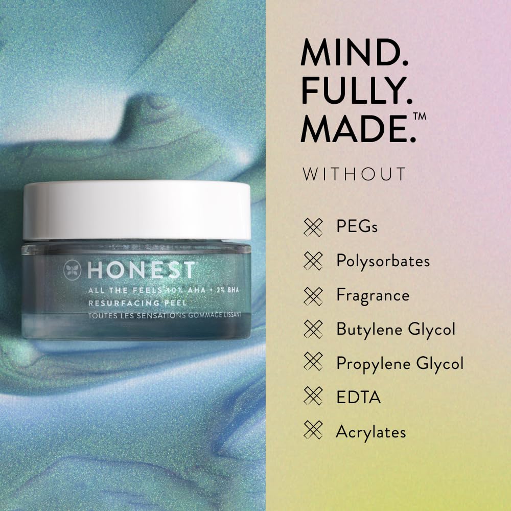 Honest Beauty All the Feels Resurfacing Peel | Deeply Exfoliates + Renews Skin | Vegan + Cruelty Free | 1.7 oz