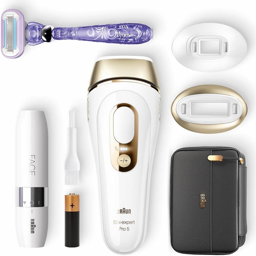 Braun Silk·Expert Pro 5 PL5149 Pulsed Light Epilator for Women, Permanent Hair Removal Visible at Home, White/Gold