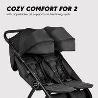 Baby Jogger Australia City Tour 2 Double Stroller (Pitch Black) - Prams & Strollers, Twins, Super Lightweight, Compact fold, Travel Pram, Lightweight and Compact, UV50+ Canopy