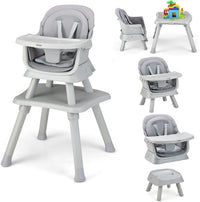 INFANS 8 in 1 Baby High Chair, Convertible Highchair for Babies and Toddlers (Grey)