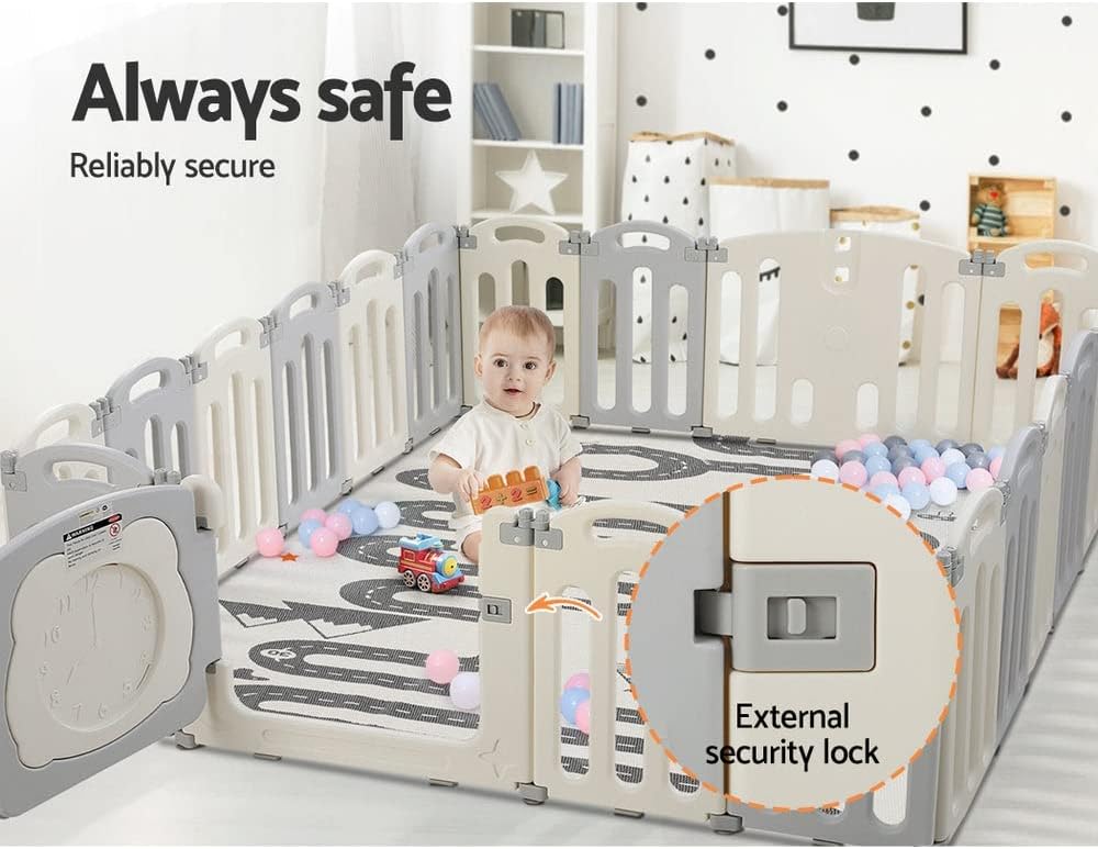 Keezi Baby Playpen, 20 Panels Babies Play Pen Toddlers Fence Yard Padded Mat Outdoor Indoor Child Activity Centre for Kid