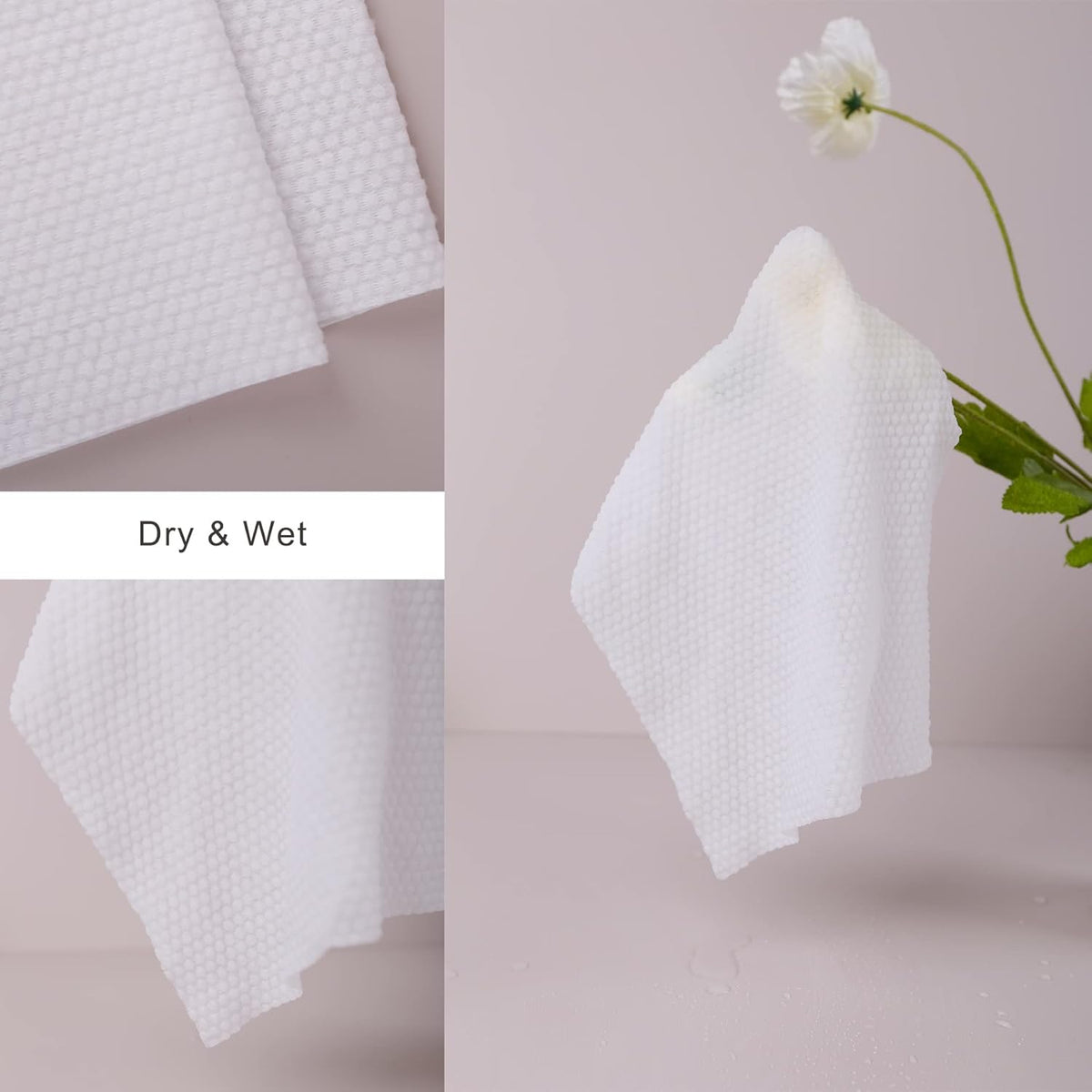 Reyoung, 100% Cotton Facial wipes, (150 Counts) 20 * 20CM Disposable Face Towel Lint Free, Dry Wet Use for Sensitive Skin, Facial Cleansing,Makeup Removing, Surface Cleaning