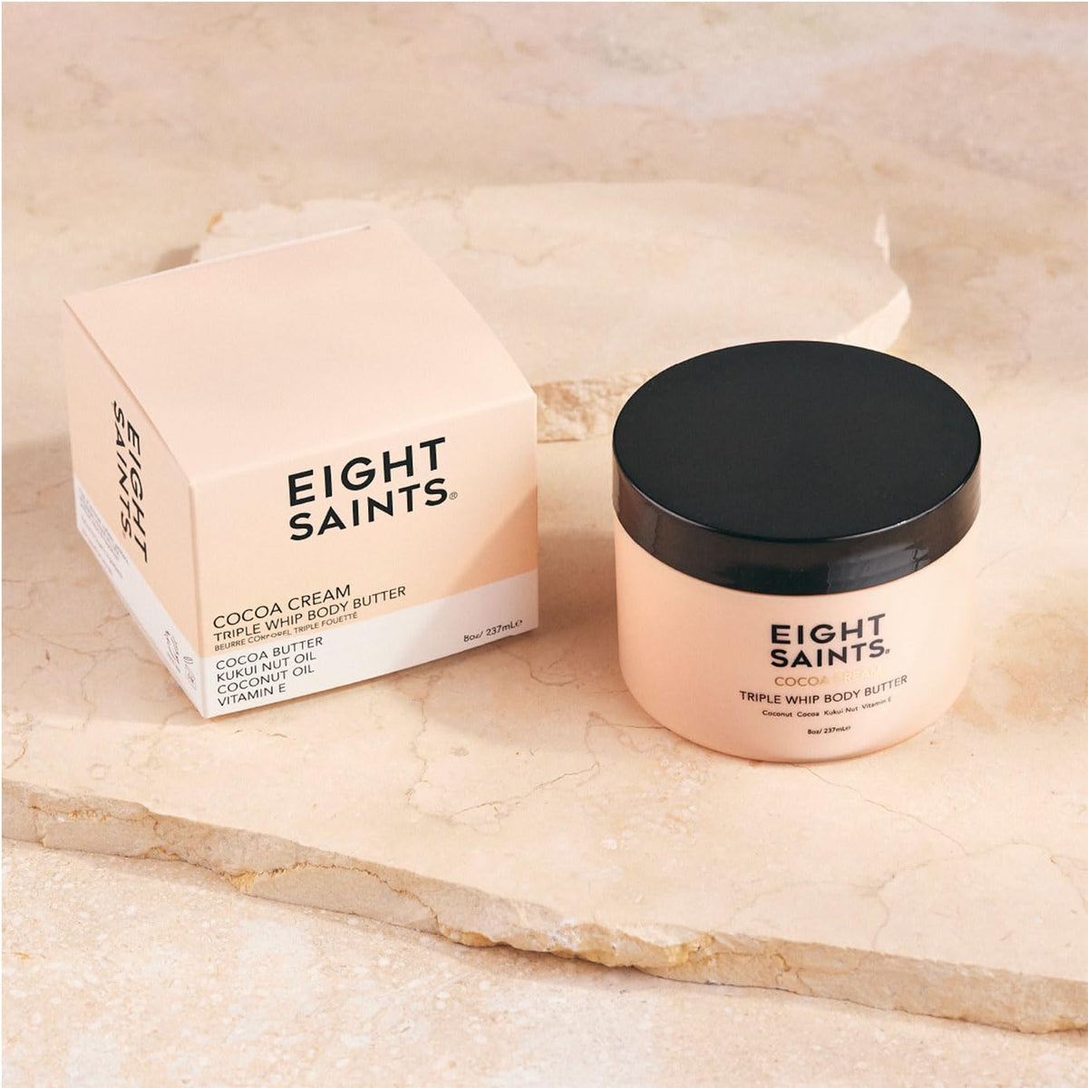 Eight Saints Cocoa Creme Body Butter, Natural and Organic Body Cream With Coconut Oil and Cocoa, Intense Hydration and Nourishing Moisturizer, 8 Ounces