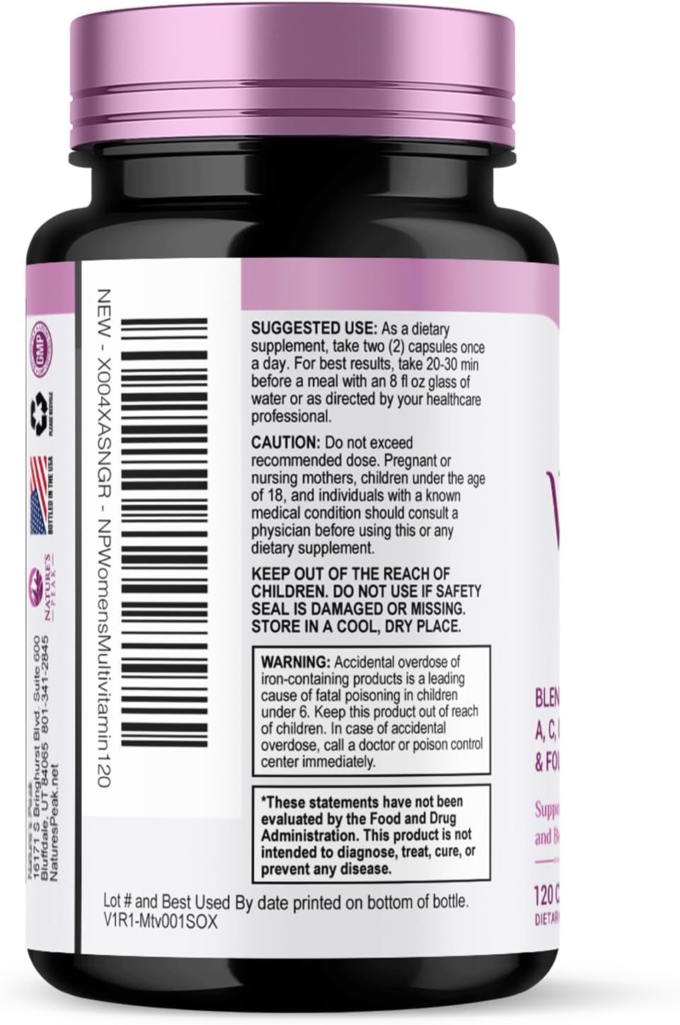 Multivitamin for Women - Once Daily Vitamins for Woman with Biotin, Calcium, Folate, Vitamin - 120 Capsules