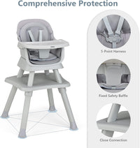 INFANS 8 in 1 Baby High Chair, Convertible Highchair for Babies and Toddlers (Grey)