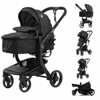 Luxury High Landscape Baby Stroller & Bassinet Travel System | One-Button Fold | High View | Australian Standard Certified | Baby Glide Black Stroller
