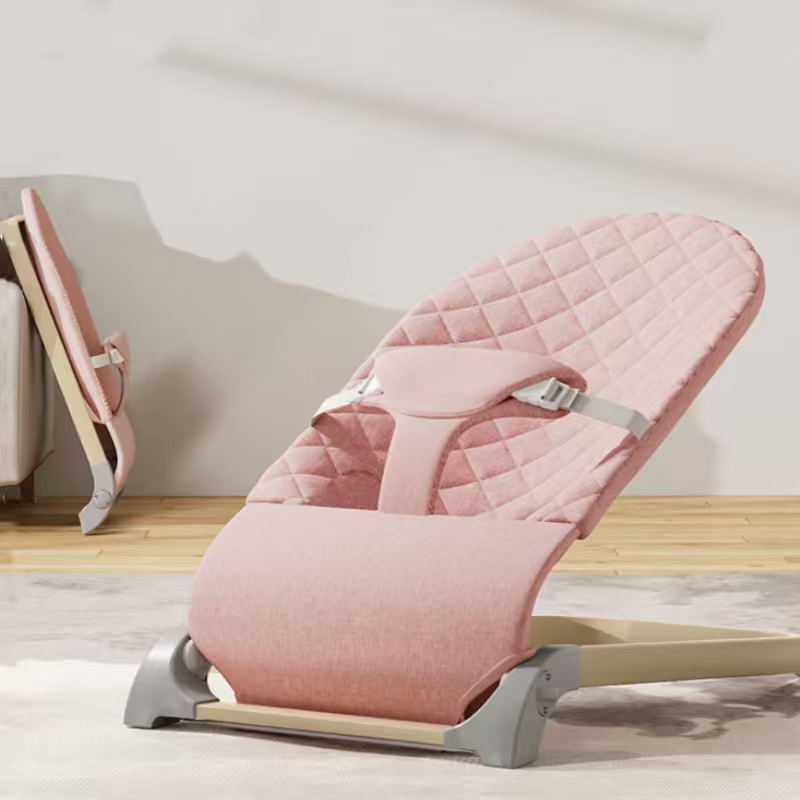 Soft & Foldable Baby Rocker with Adjustable Recline, Premium Linen Fabric & Strong Metal Frame