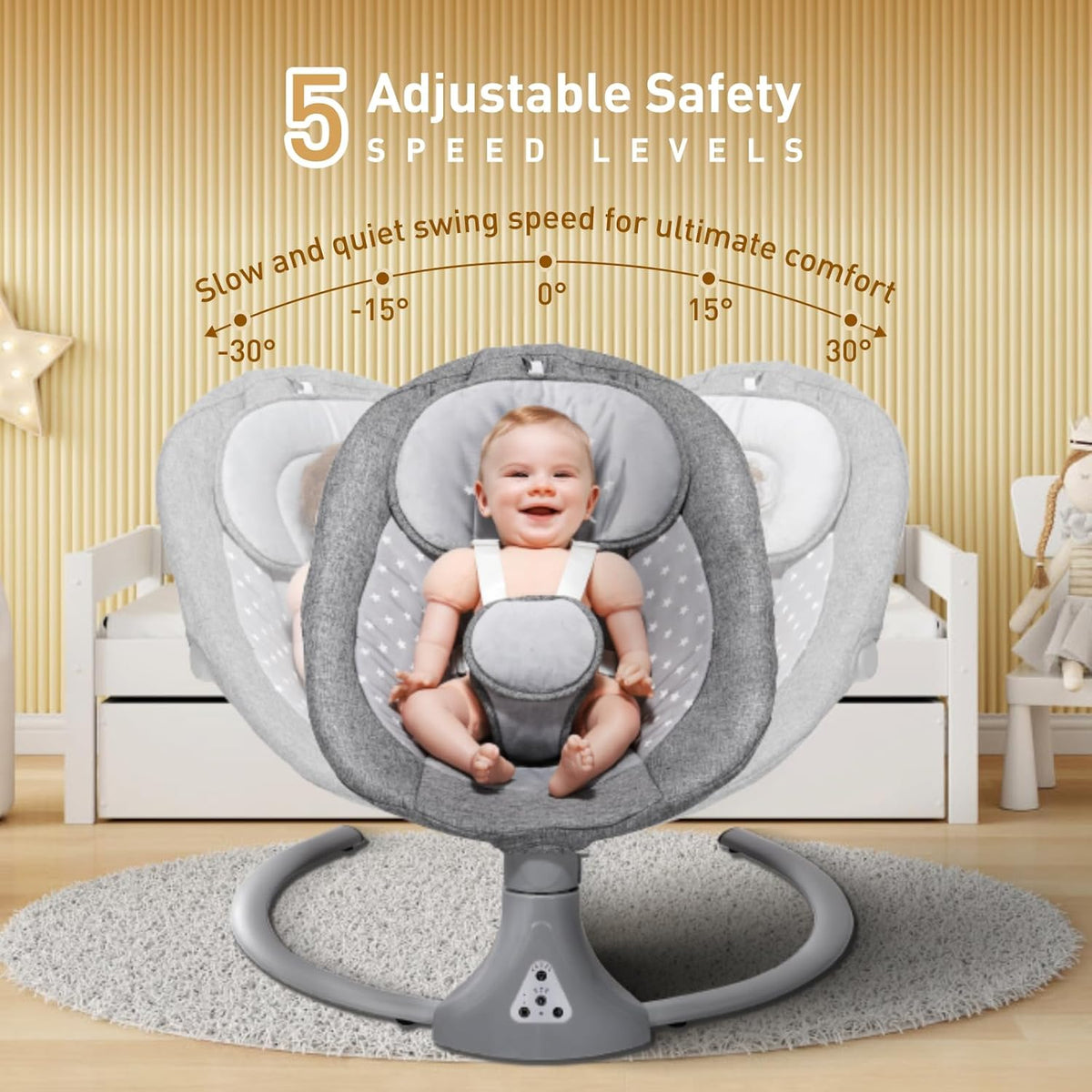 Baby Swing with Bluetooth Remote Control | Baby Swing Chair 5 Levels