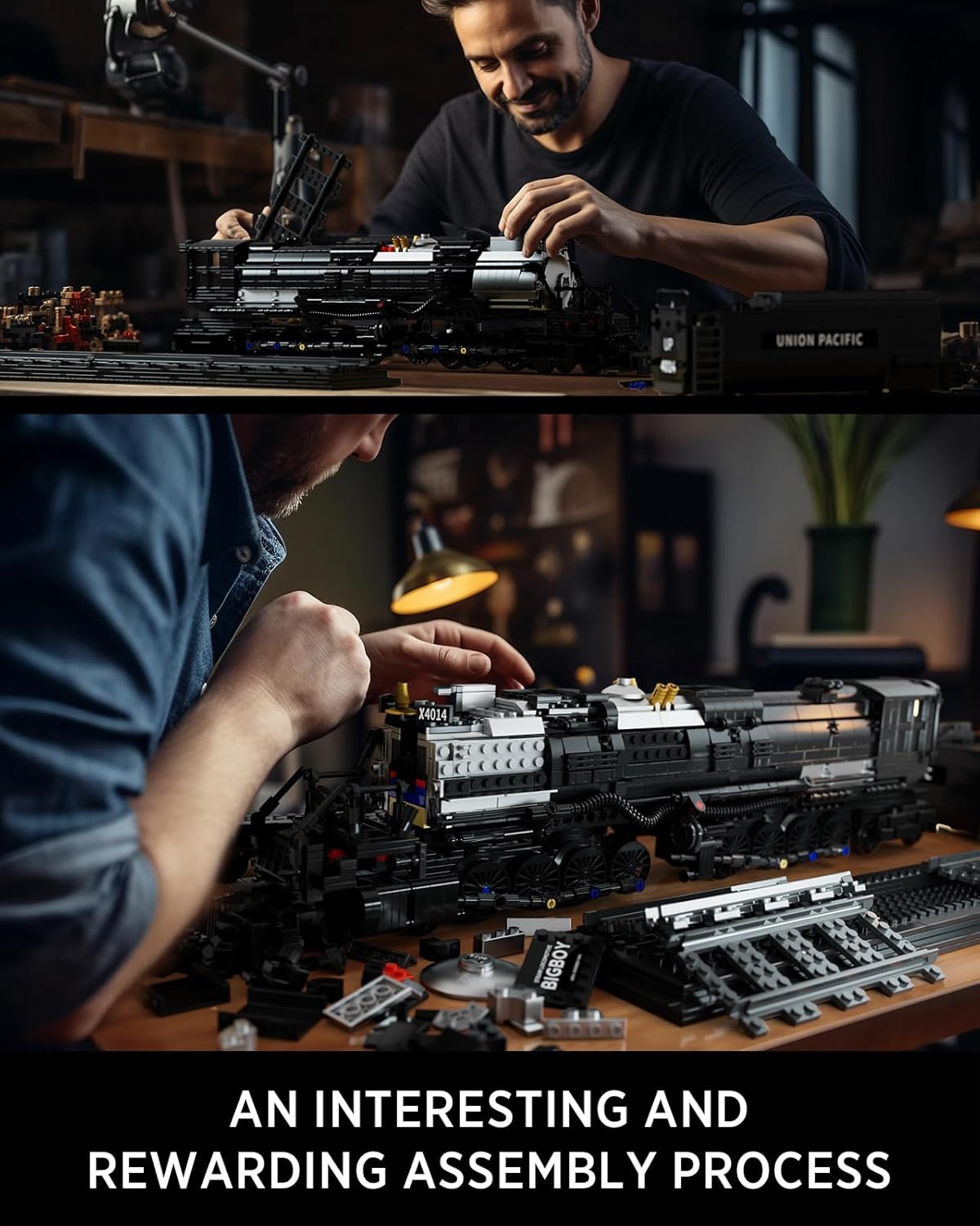 Nifeliz Big Boy Locomotive, Articulated Steam Locomotive Building Block Set (1,818 Pieces)