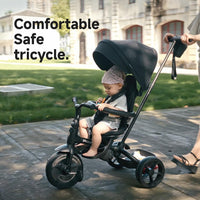 QPLAY Prime 6-in-1 Kids Trike & Pram – Toddler Stroller with Adjustable Parent Push Handle, Removable Canopy, Recline Backrest & Rotatable Seat, Fits Boys & Girls 10 Months-6 Years(Black)