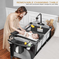 Portable Baby Crib, Foldable Baby Portacot, 4 in 1 Portable Nursery Cente