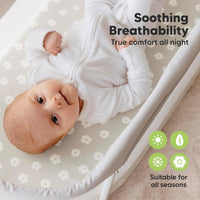 2-Pack Organic Bassinet Sheets for Girls, Boys - 100% Cotton Bassinet Mattress Sheets(Meadow)